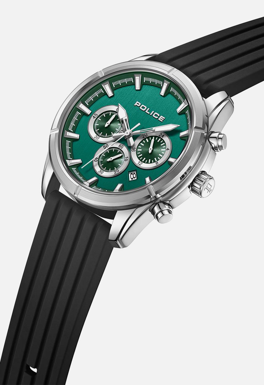 Police - Steel Case Green Dial Black Silicone Strap - Green
