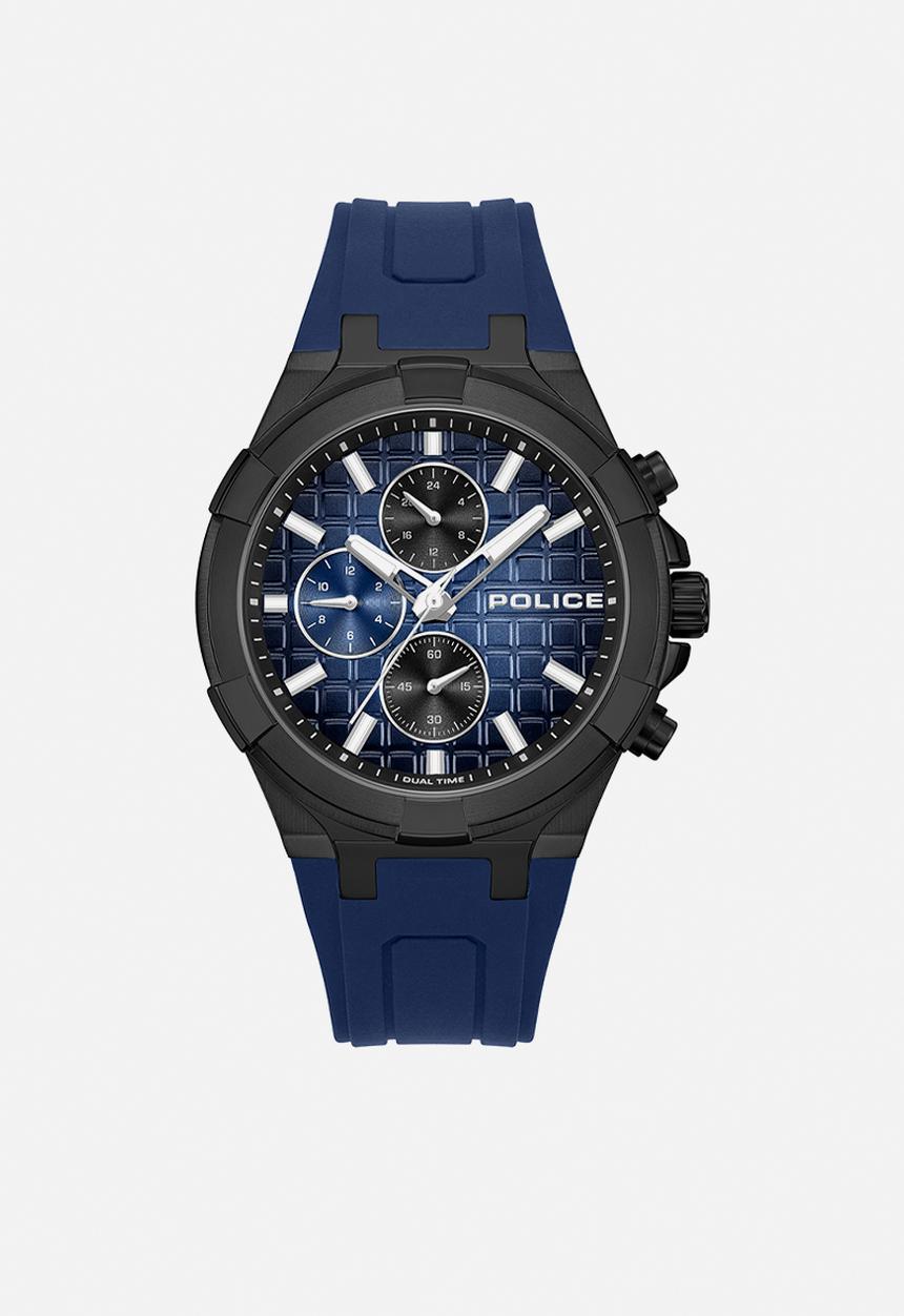 Police - IP Black Case Blue Dial Navy Silicone Strap - Blue