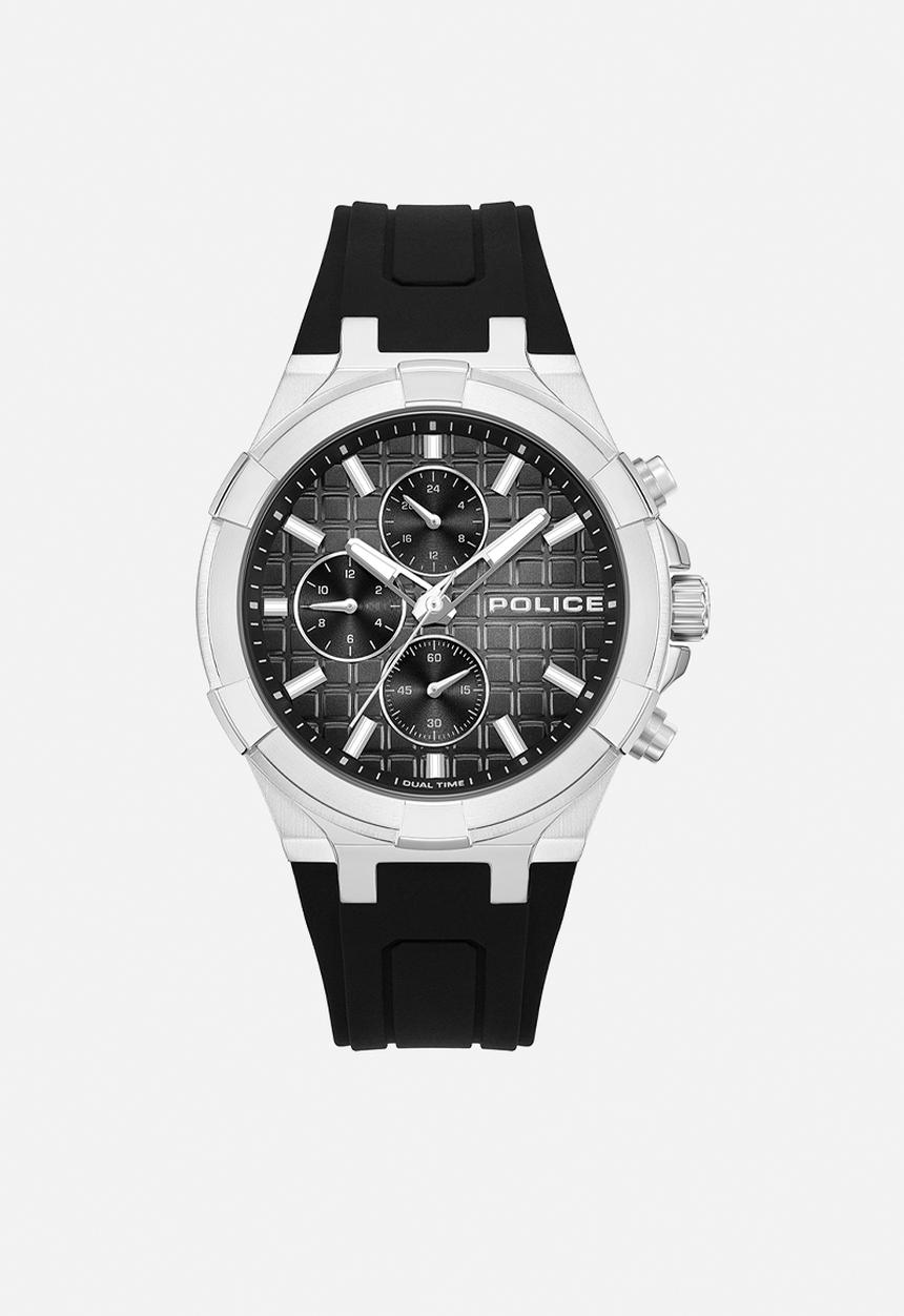 Police - Steel Case Black Dial Black Silicone Strap - Black