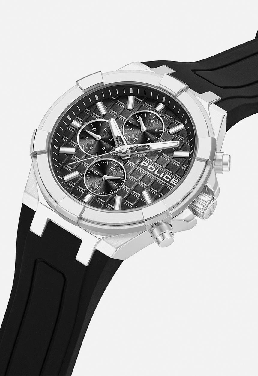 Police - Steel Case Black Dial Black Silicone Strap - Black