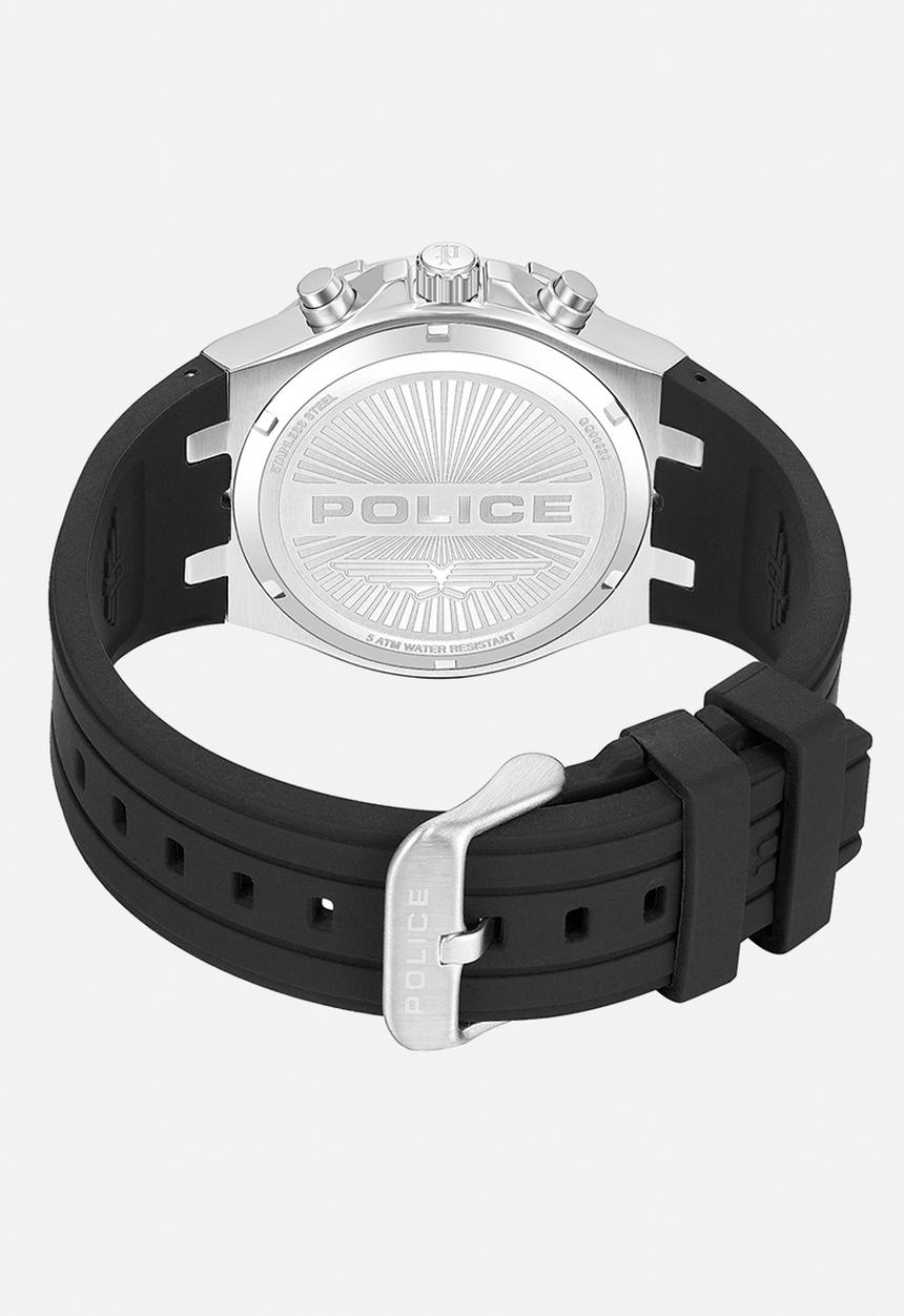 Police - Steel Case Black Dial Black Silicone Strap - Black