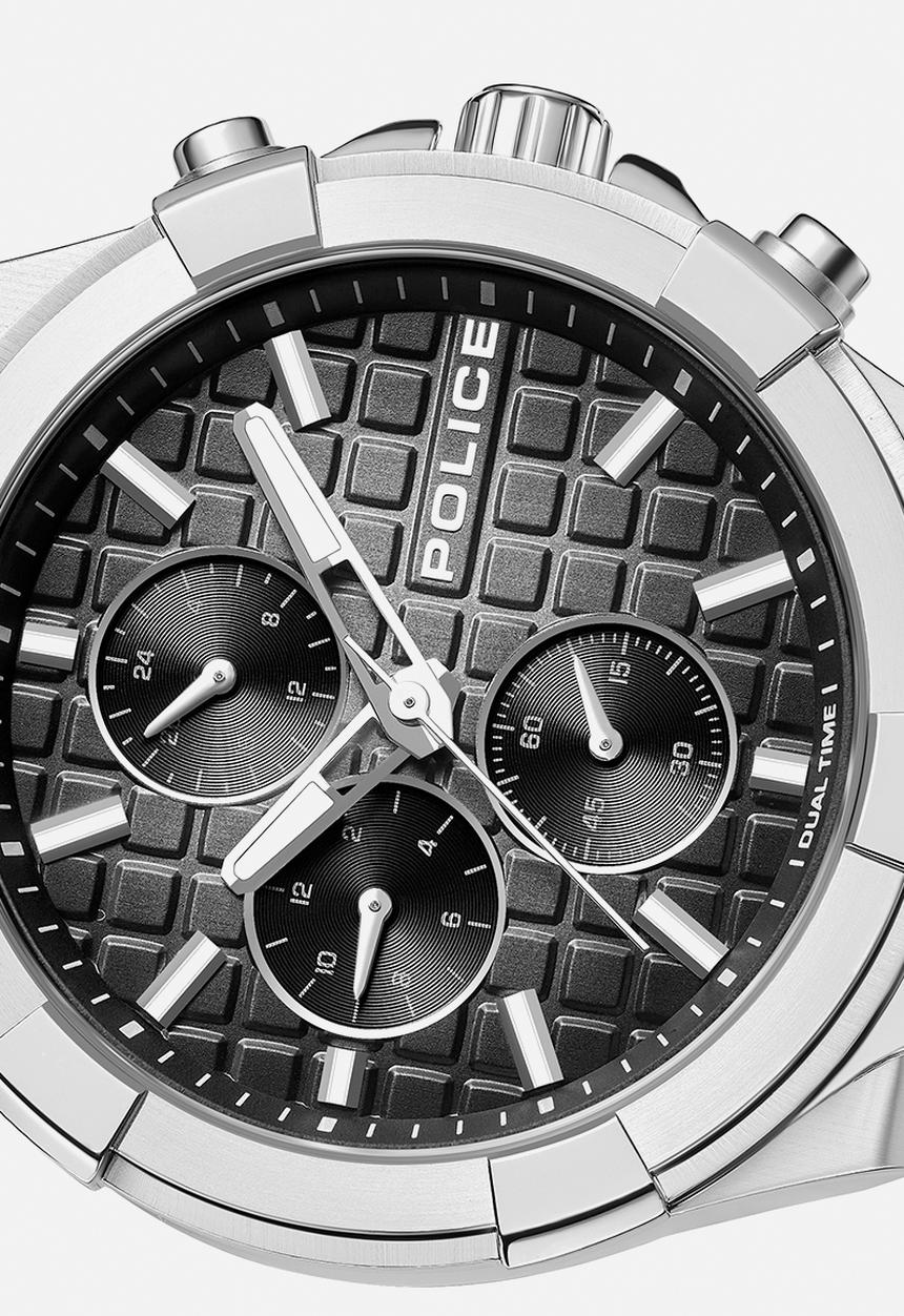 Police - Steel Case Black Dial Black Silicone Strap - Black