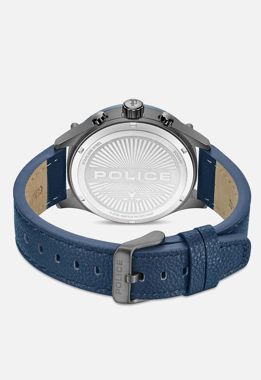 Police - IP Blue Case Blue Dial Blue Leather Strap - Blue