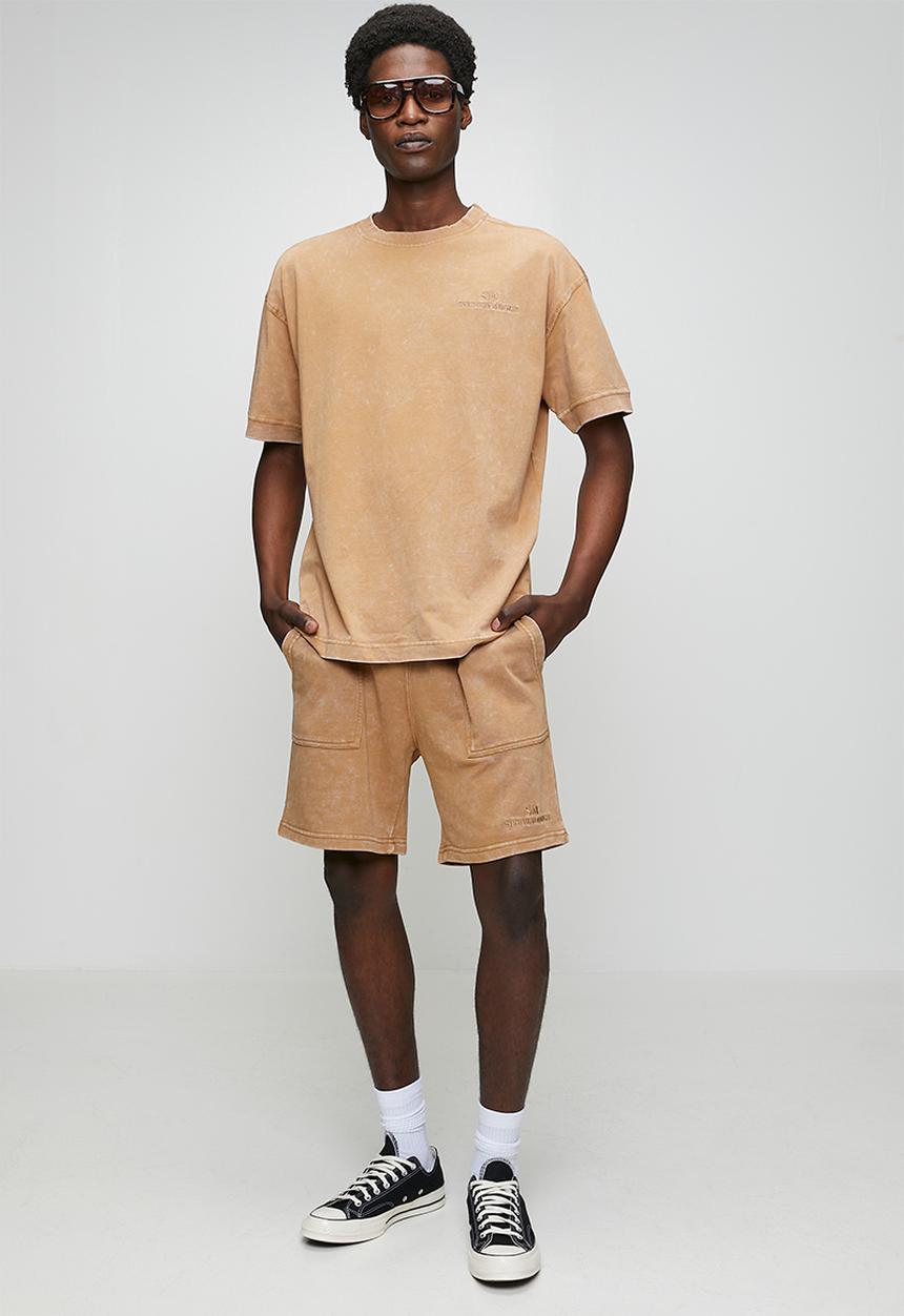 Steve Madden - Mens Rocki Jogger Shorts - Neutral Washed