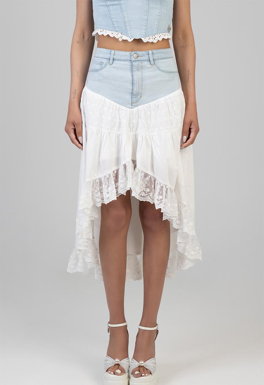 SISSY BOY - Aimee High Low Denim Skirt - Light Vintage