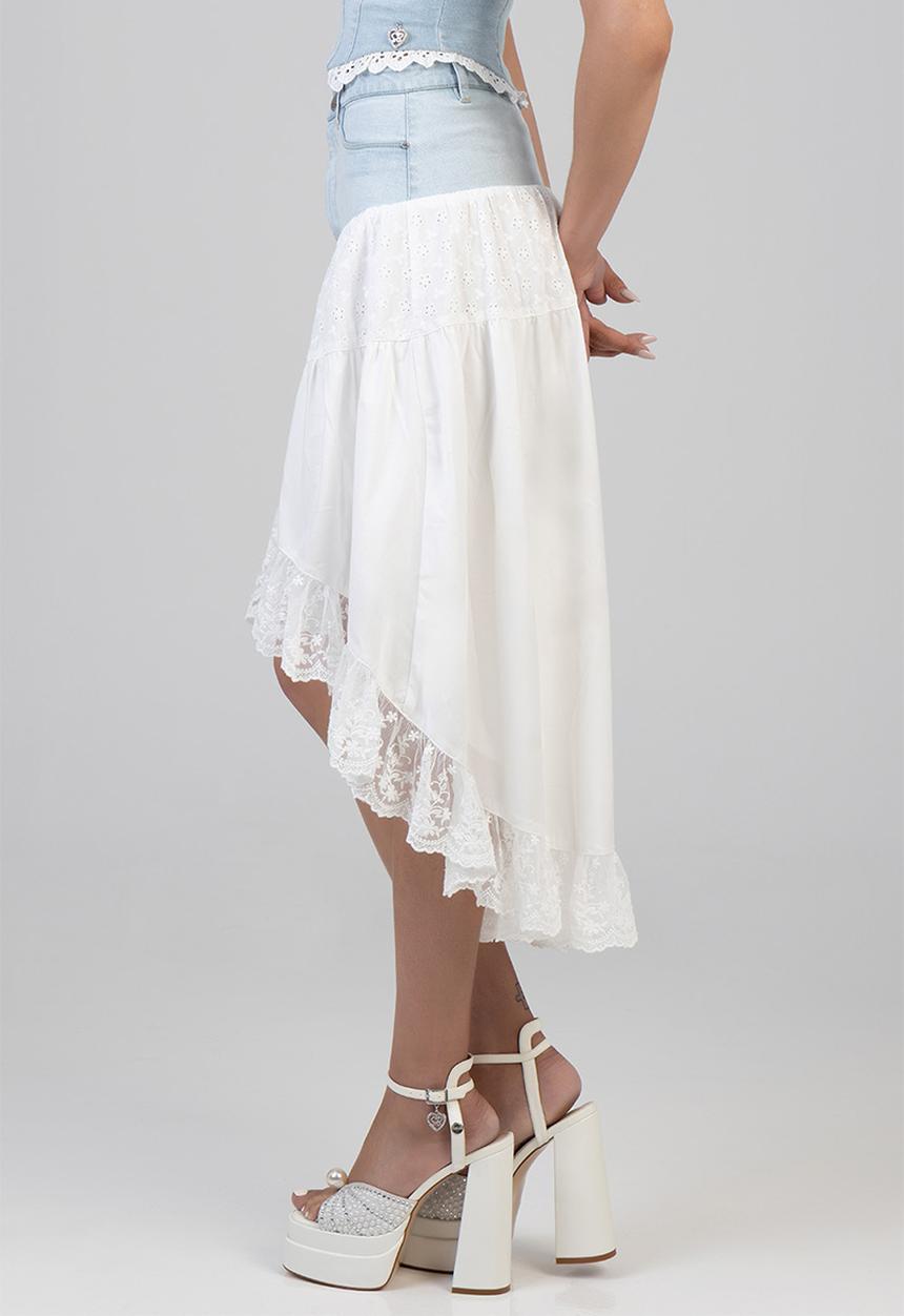 SISSY BOY - Aimee High Low Denim Skirt - Light Vintage