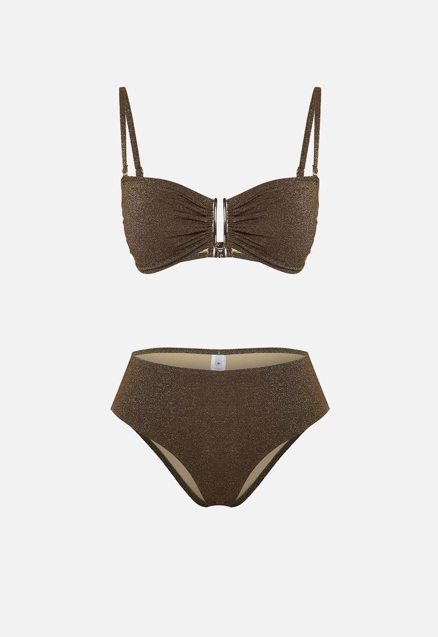 Trendyol - Strapless cover-up bikini set - brown*st