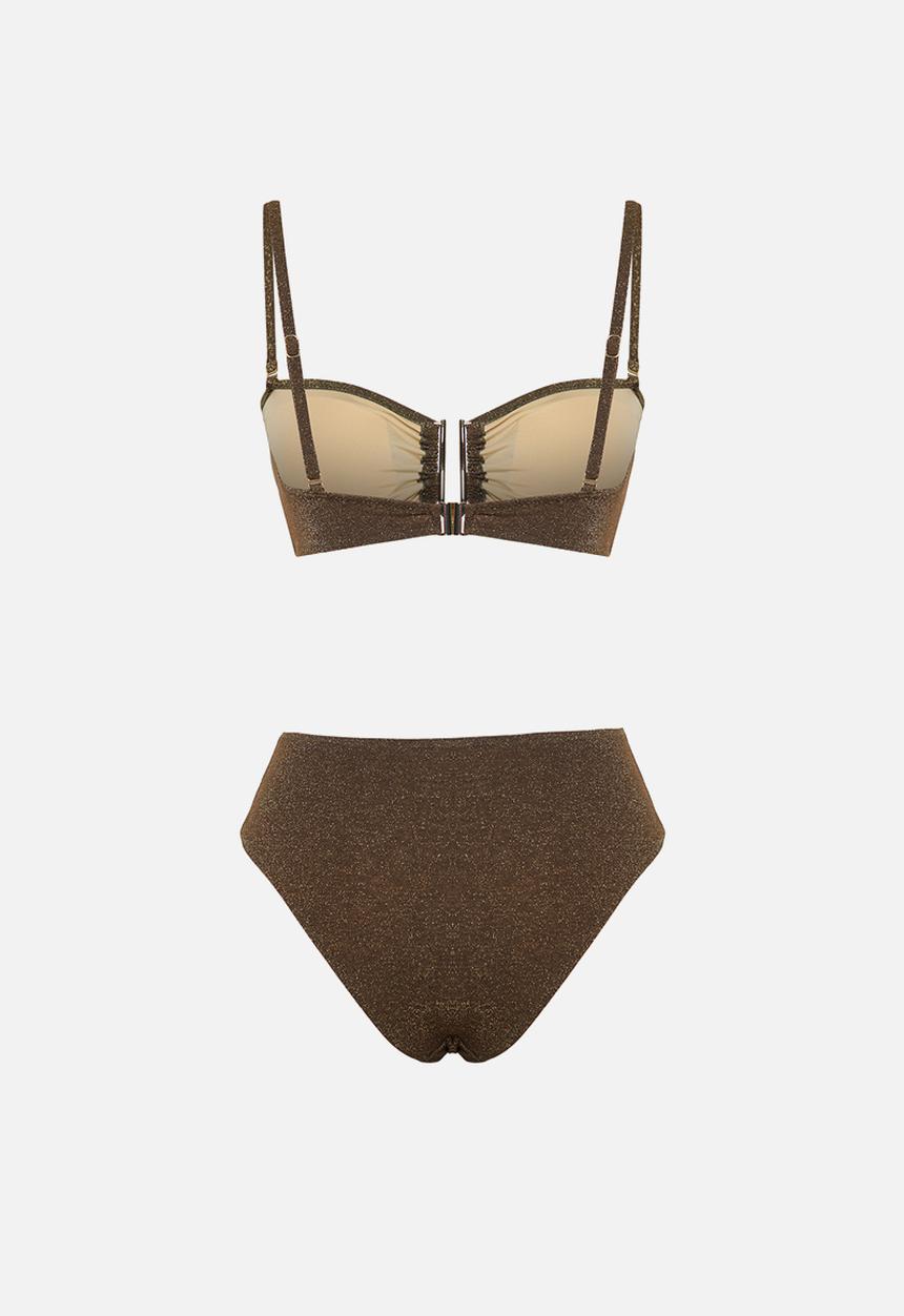 Trendyol - Strapless cover-up bikini set - brown*st