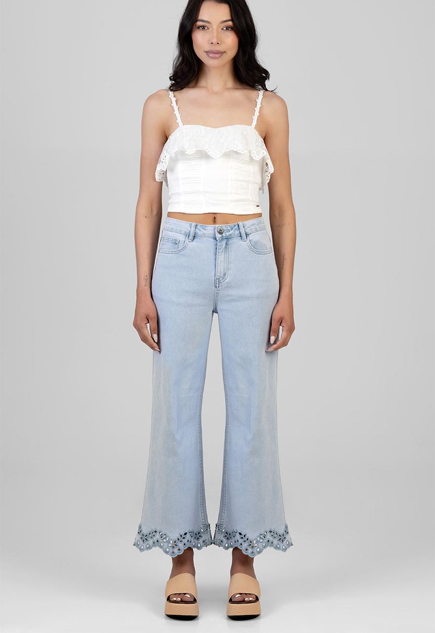 SISSY BOY - Alexus Cropped Wide Leg Jeans - Light Vintage