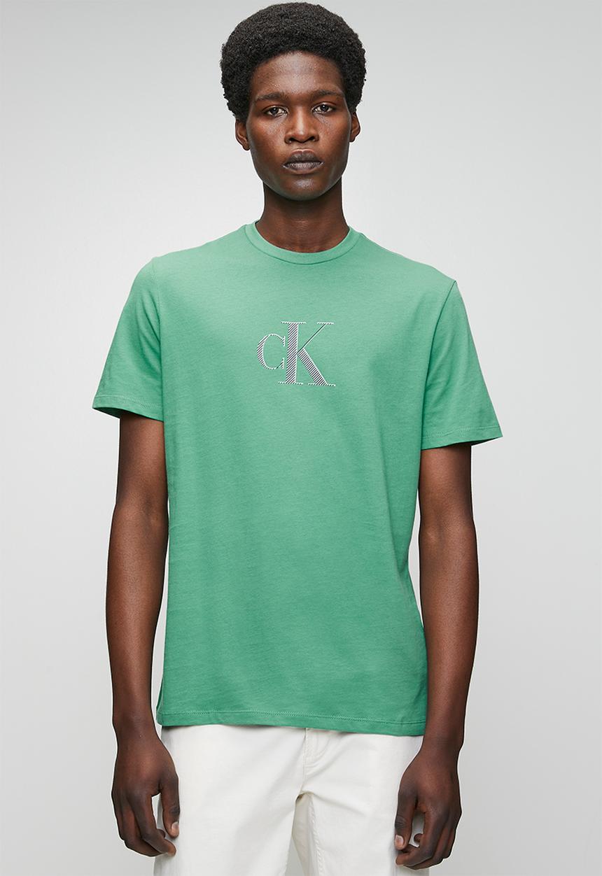 Calvin Klein - Ss 30s distress monogram graphic tee - wild green
