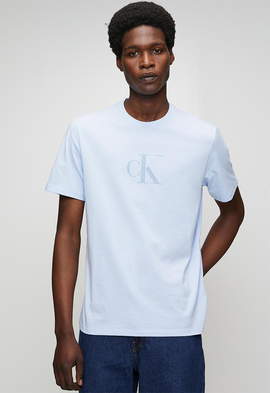 Calvin Klein - Ss 30s distress monogram graphic tee - breezy blue