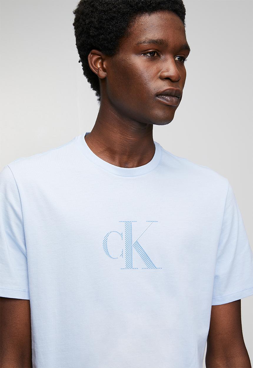 Calvin Klein - Ss 30s distress monogram graphic tee - breezy blue