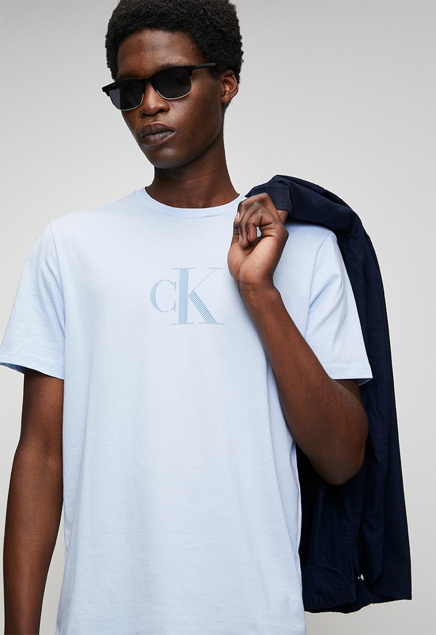 Calvin Klein - Ss 30s distress monogram graphic tee - breezy blue