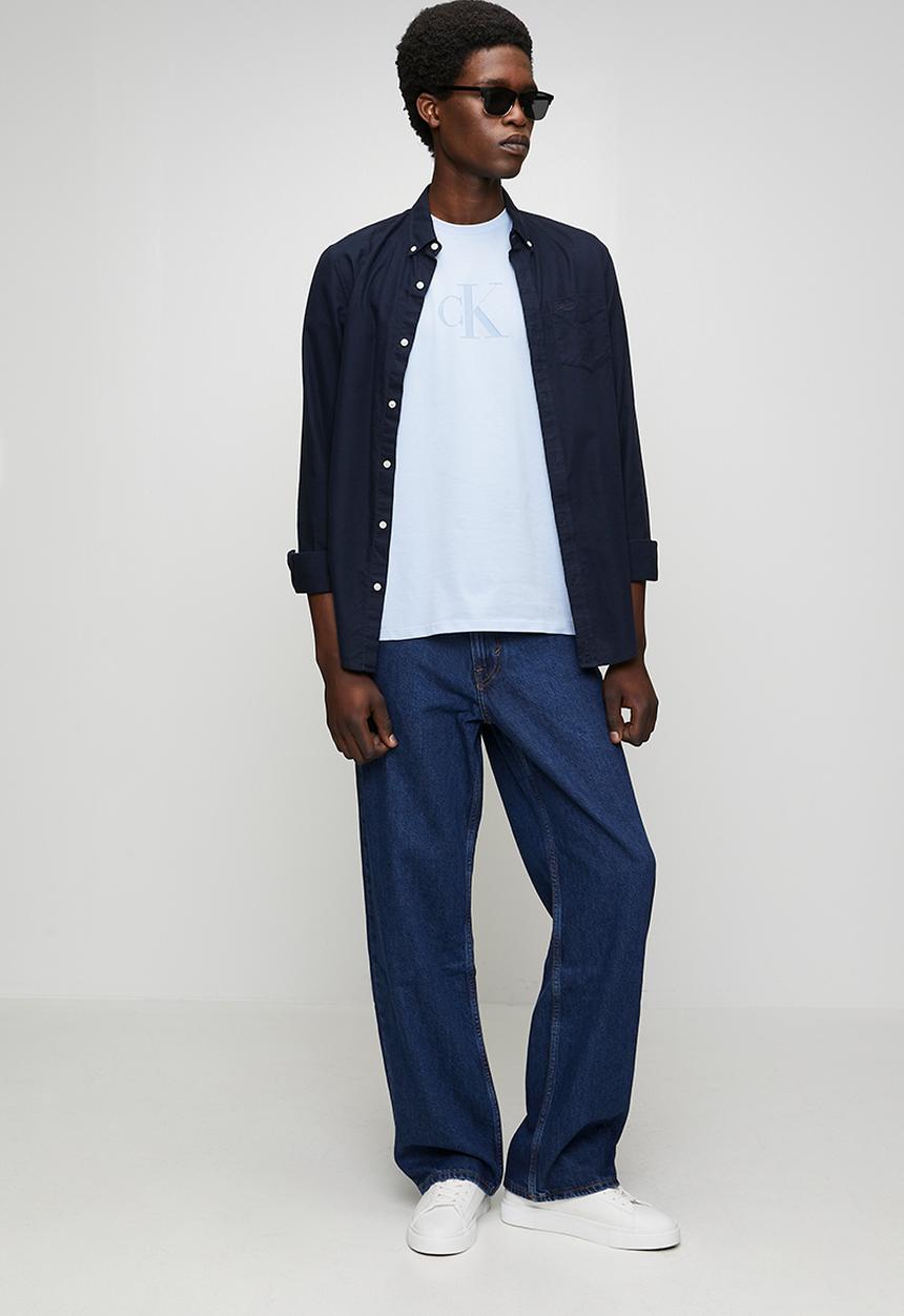 Calvin Klein - Ss 30s distress monogram graphic tee - breezy blue