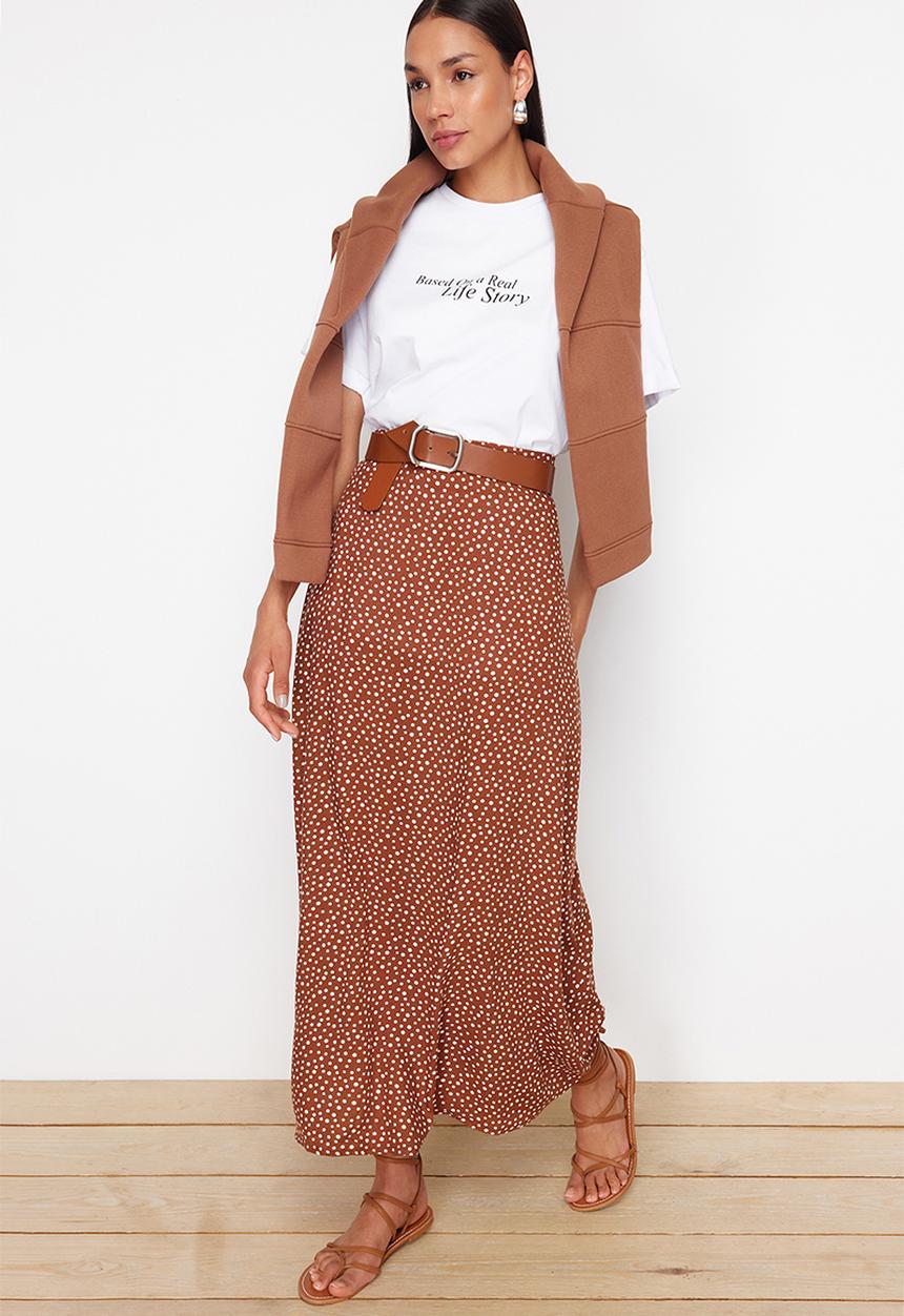 Trendyol - Polka Dot Skirt - Brown