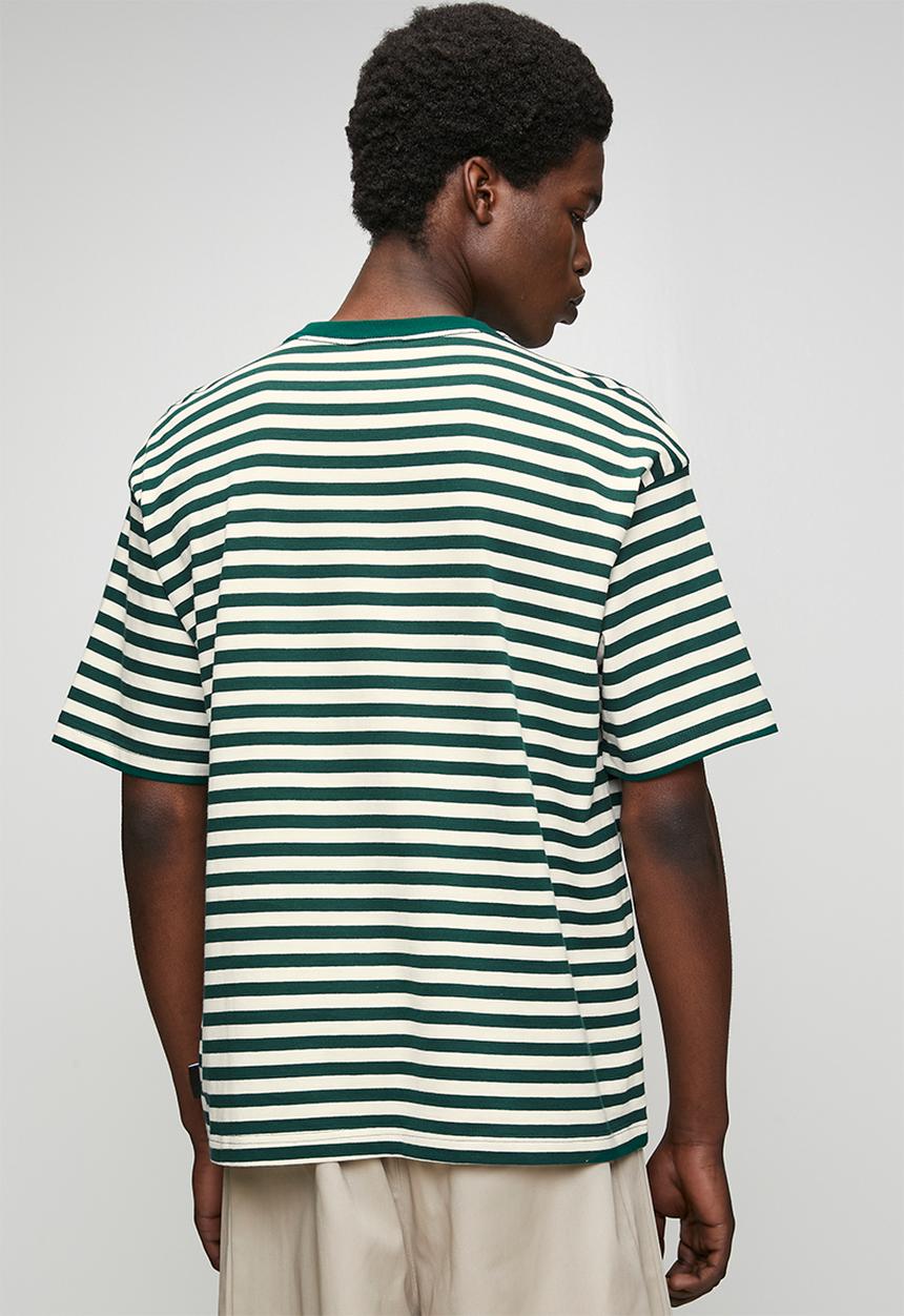 adidas Originals - Striped Tee - Ecru tint/Collegiate green