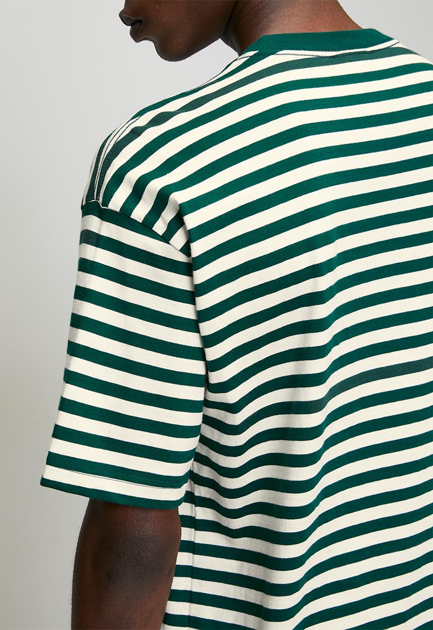 adidas Originals - Striped Tee - Ecru tint/Collegiate green