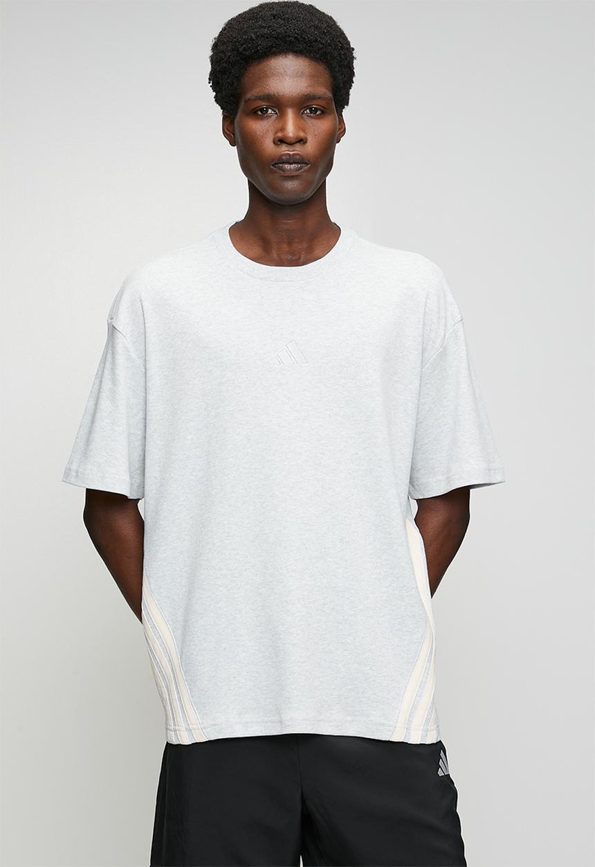 adidas Performance - FI 3-Stripe Tee - light grey heather/ecru tint