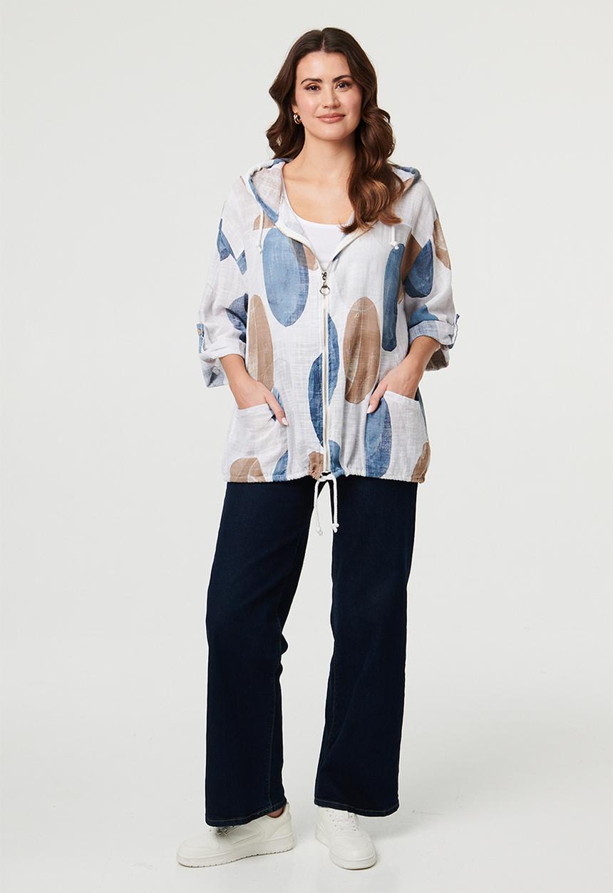 Izabel London - Long Sleeve Zip Through With Hood Track Top - White