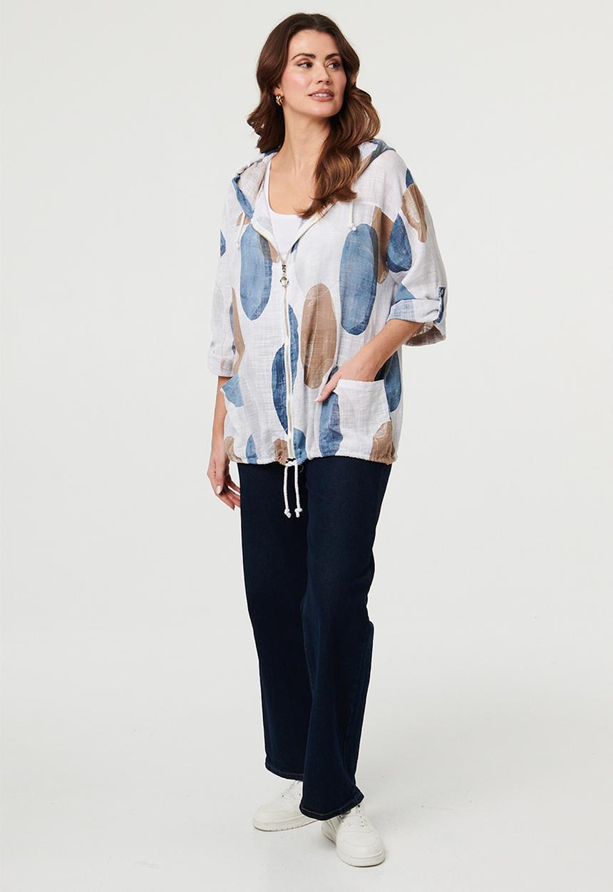 Izabel London - Long Sleeve Zip Through With Hood Track Top - White
