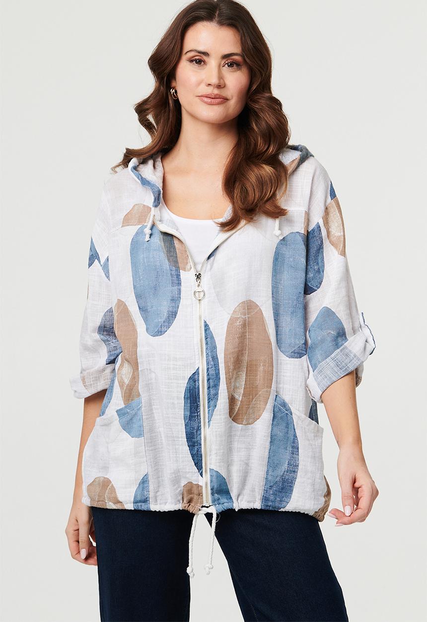 Izabel London - Long Sleeve Zip Through With Hood Track Top - White