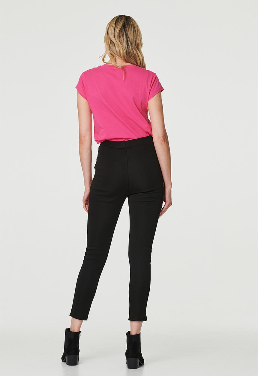 MANDI - High Waisted Pull On Jegging With Front V Profile - Black