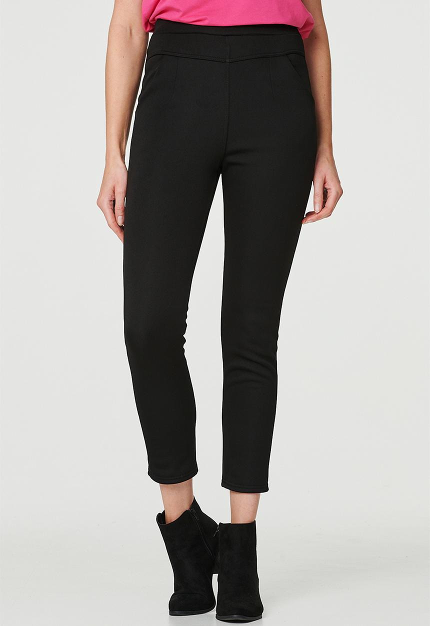 MANDI - High Waisted Pull On Jegging With Front V Profile - Black