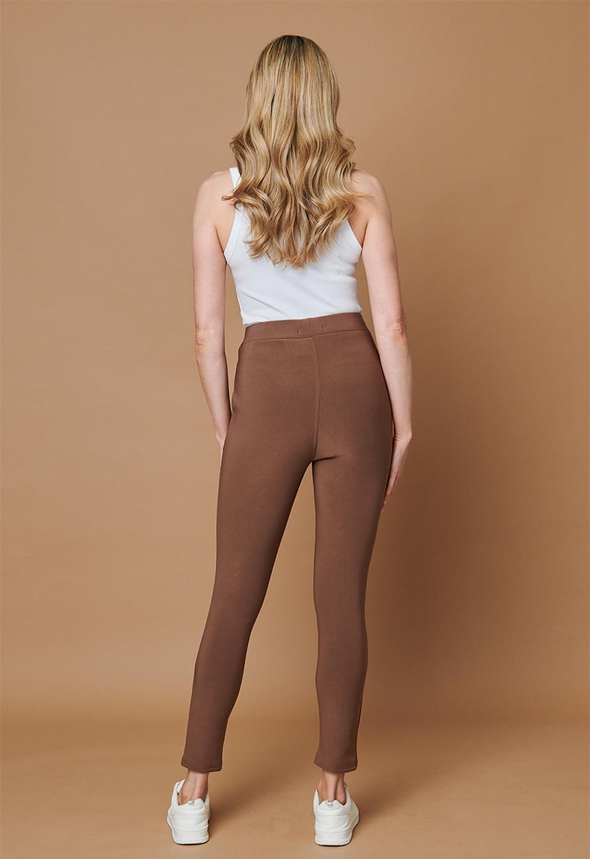 MANDI - High Waisted Pull On Jegging With Front V Profile - Taupe