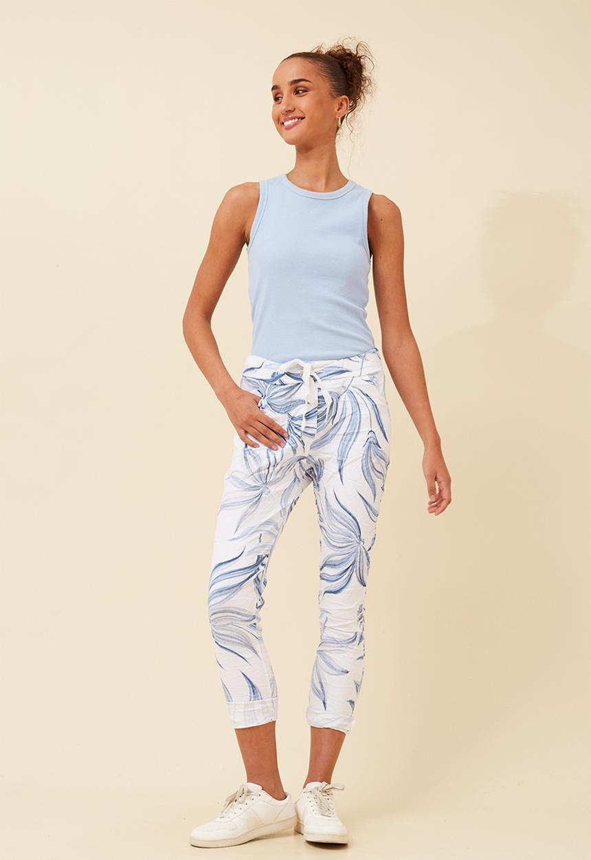 Stella Morgan - Pull On Printed Jogger With Creasing - White