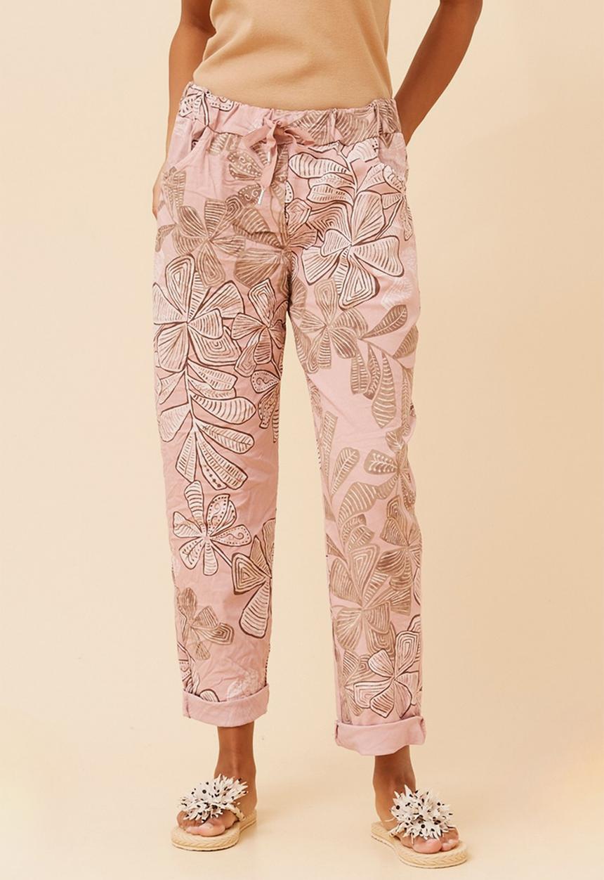 Stella Morgan - Pull On Printed Jogger With Creasing - Pink