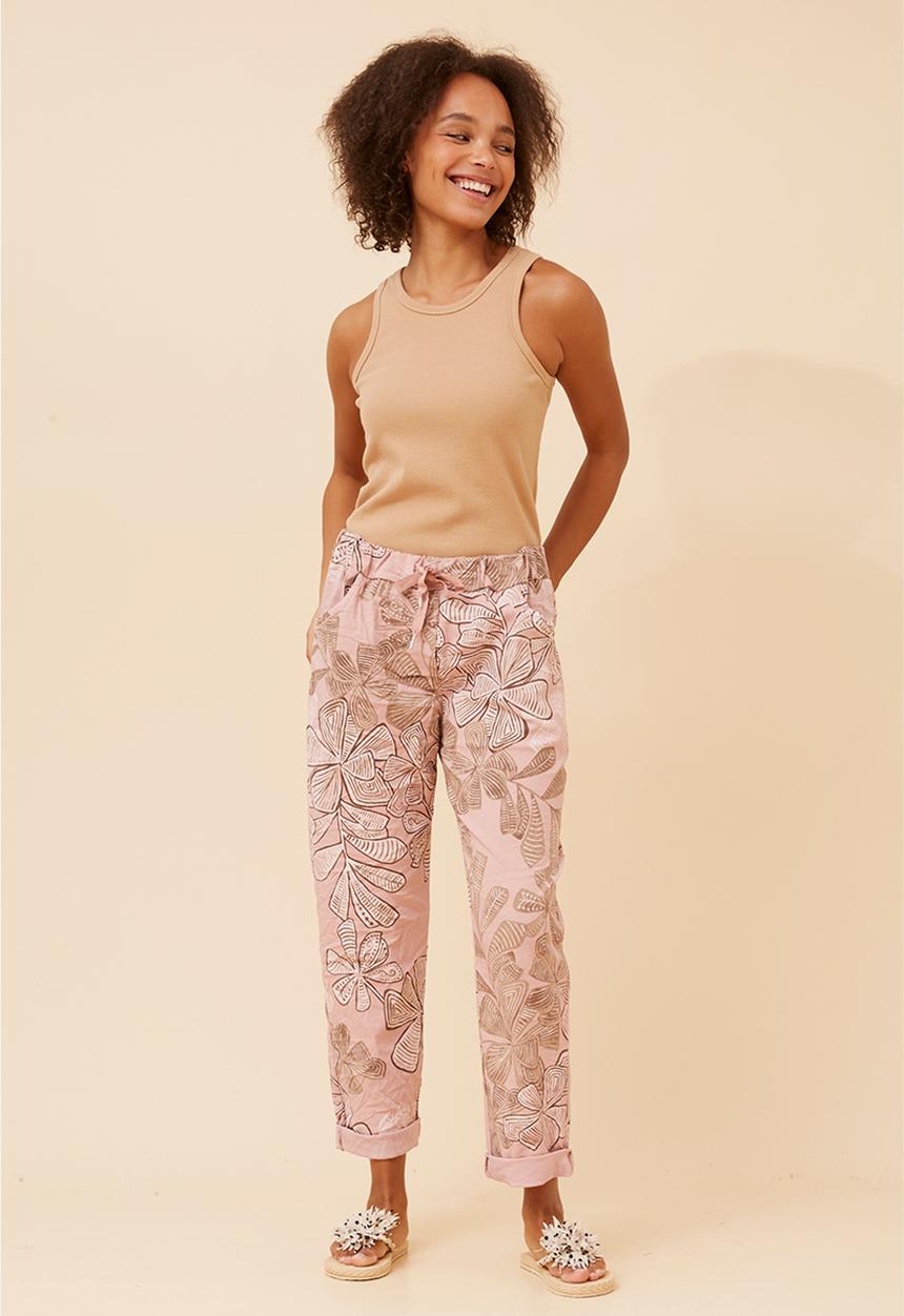 Stella Morgan - Pull On Printed Jogger With Creasing - Pink