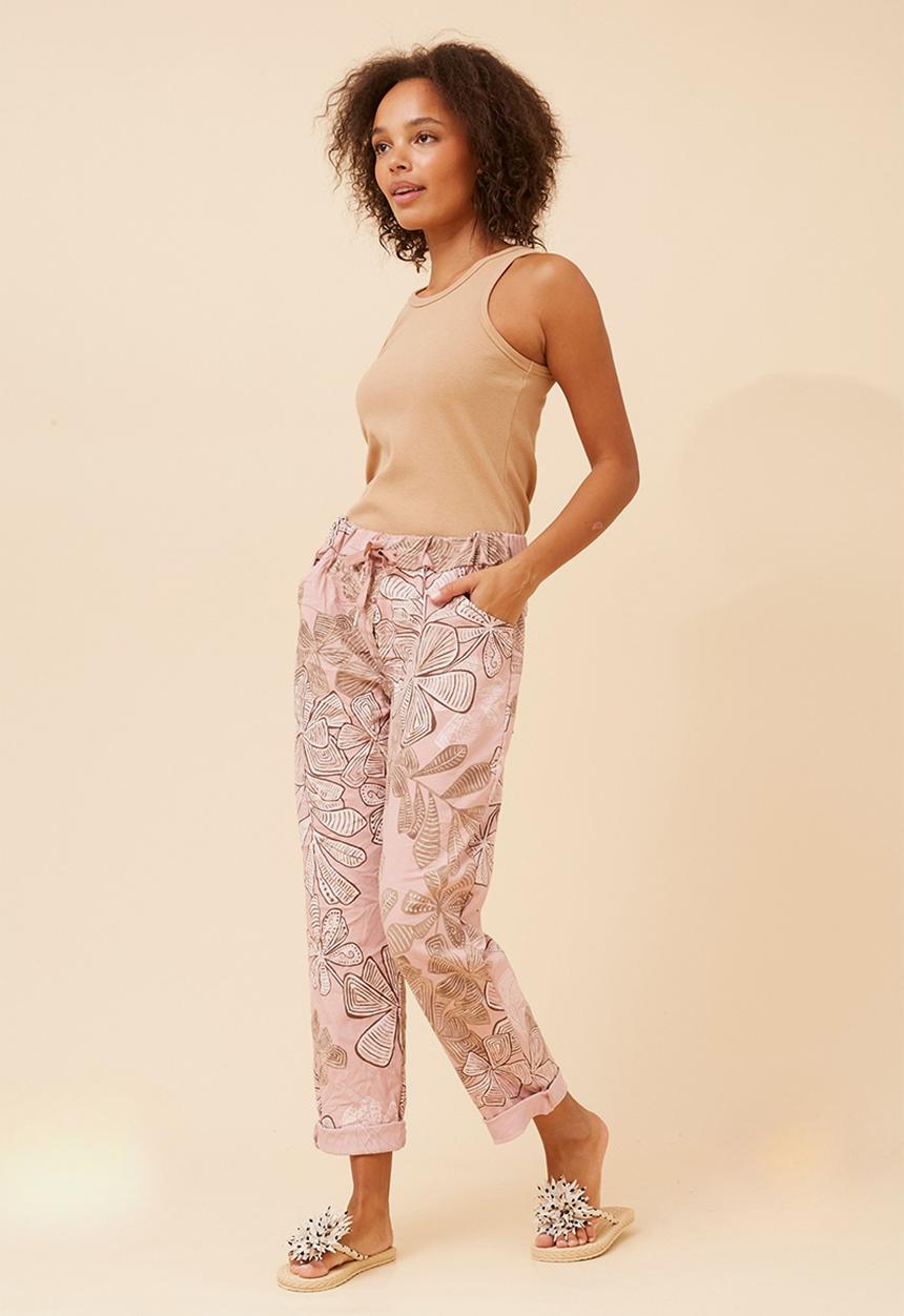 Stella Morgan - Pull On Printed Jogger With Creasing - Pink