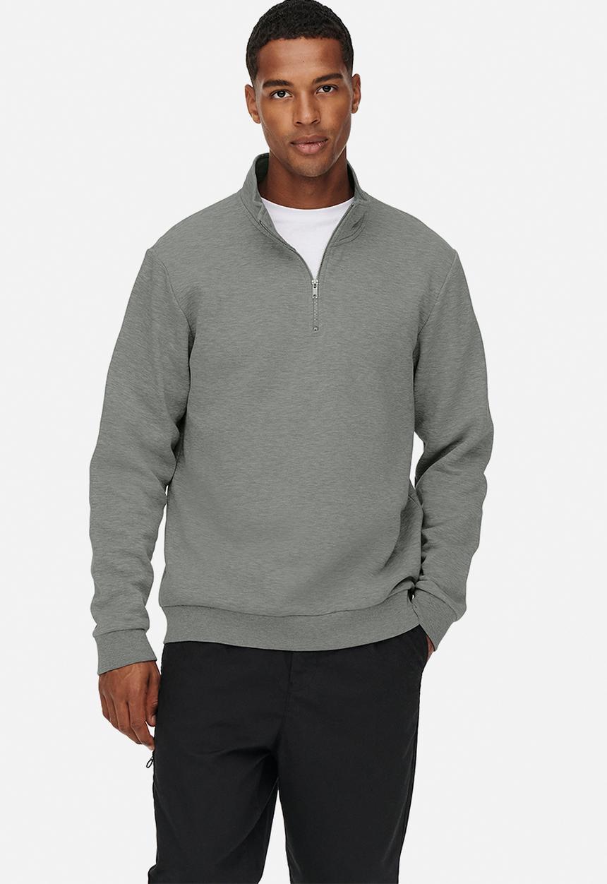 Only & Sons - Ceres Half Zip Sweat Noos - Castor Gray