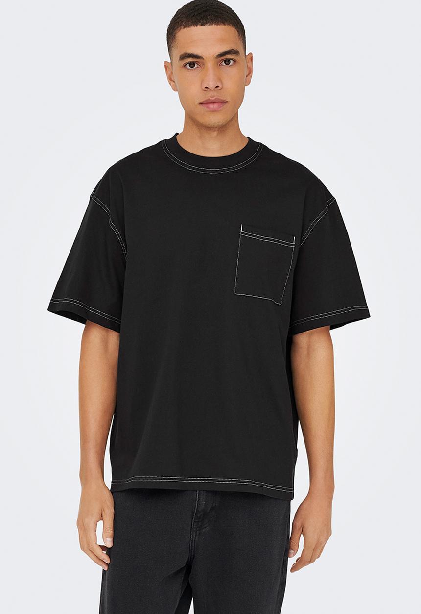 Only & Sons - Onslarry Life Oversized Short Sleeve Pocket Tee - Jet Black