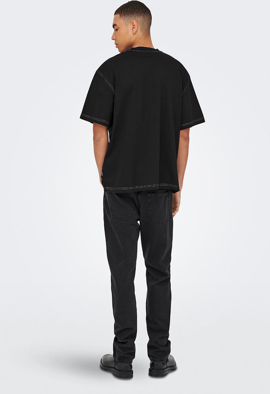 Only & Sons - Onslarry Life Oversized Short Sleeve Pocket Tee - Jet Black