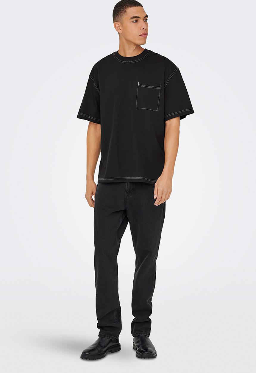 Only & Sons - Onslarry Life Oversized Short Sleeve Pocket Tee - Jet Black