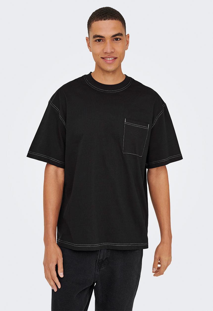 Only & Sons - Onslarry Life Oversized Short Sleeve Pocket Tee - Jet Black
