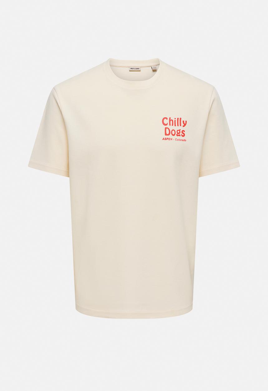 Only & Sons - Caspian Airflex Reg Short Sleeve Print Tee  - Antique White