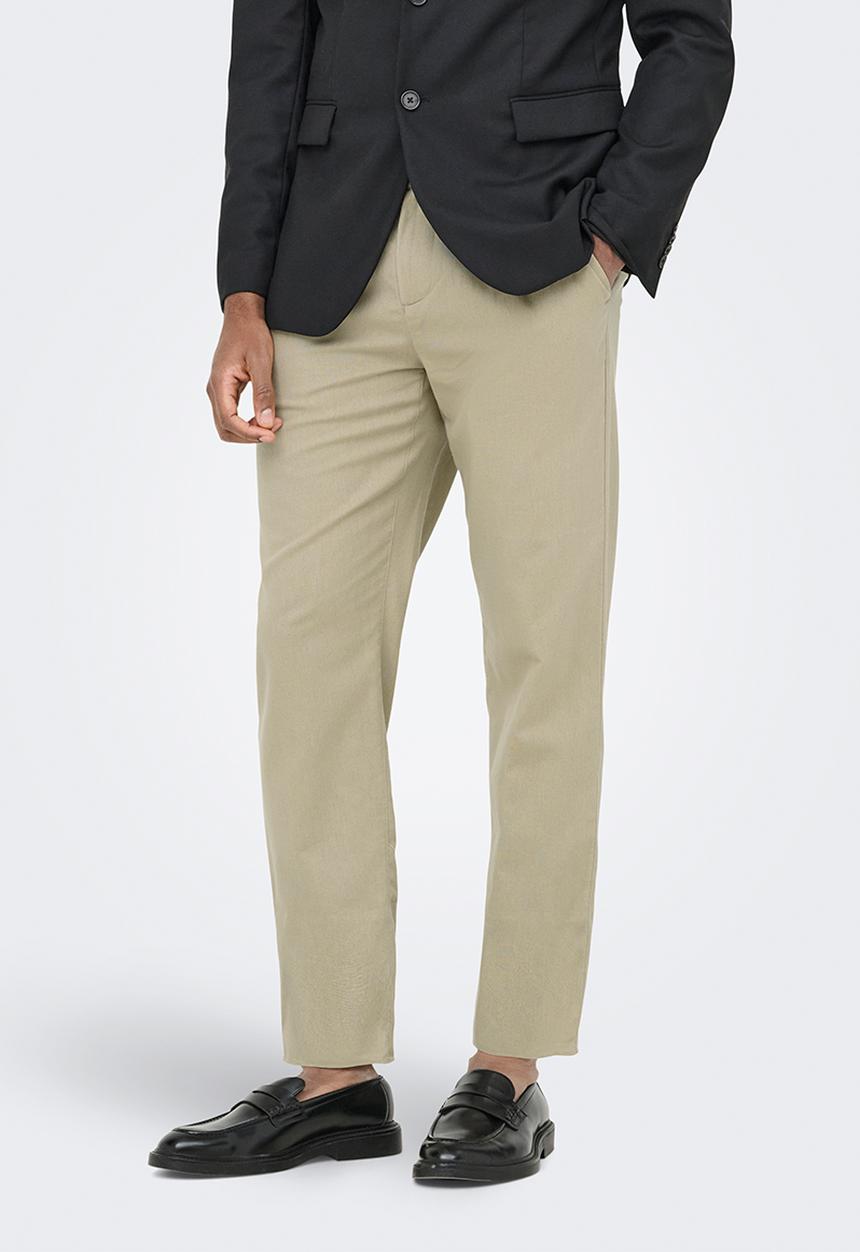 Only & Sons - Onsleo Crop Linen Mix Pants - Chinchilla