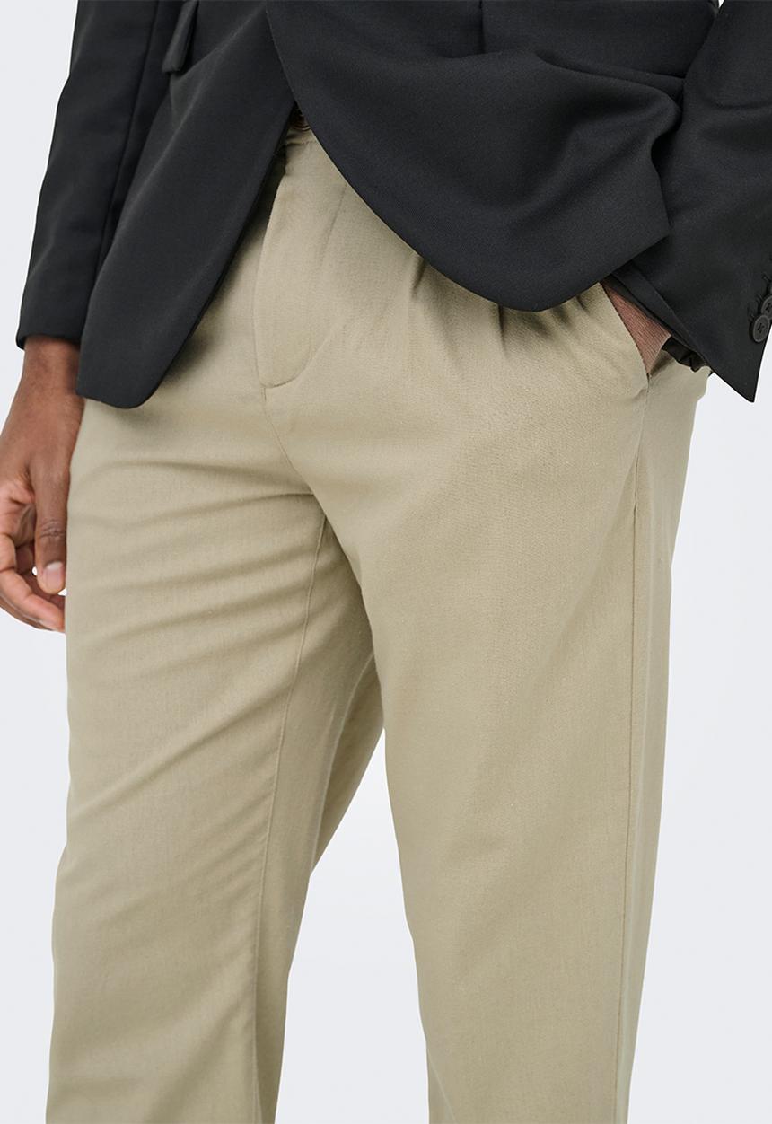 Only & Sons - Onsleo Crop Linen Mix Pants - Chinchilla