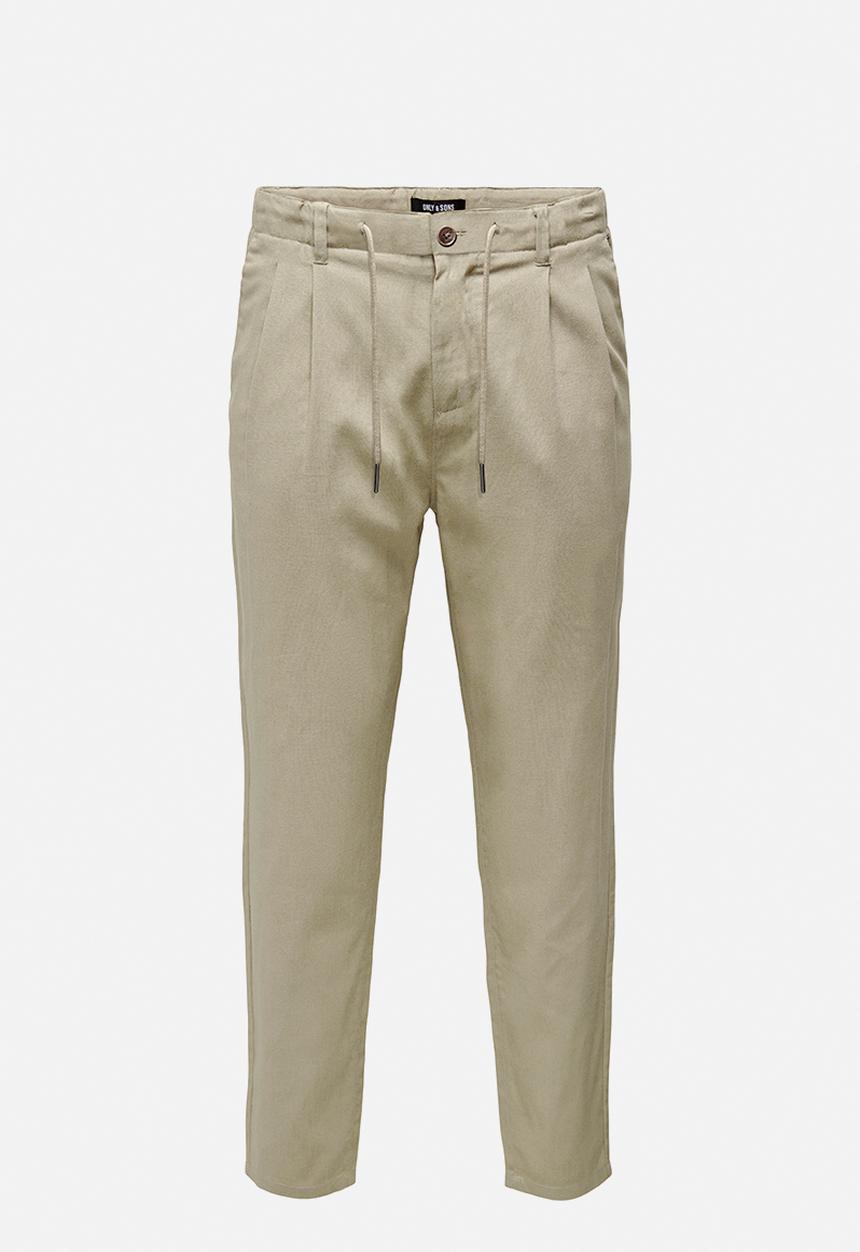 Only & Sons - Onsleo Crop Linen Mix Pants - Chinchilla