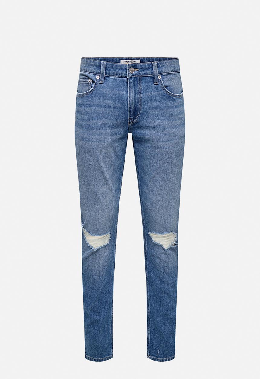 Only & Sons - Loom Slim Destroy Box - Medium Blue Denim