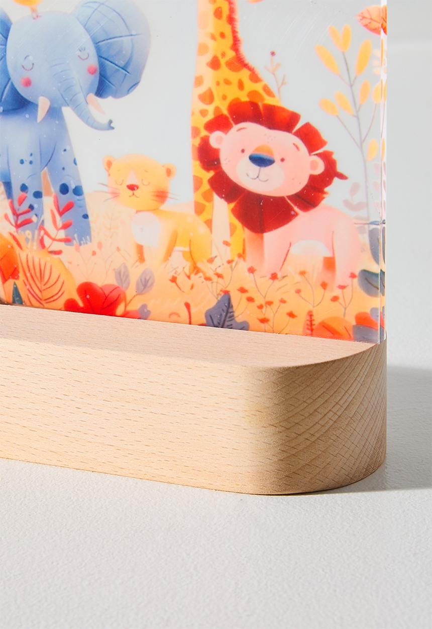 Pop Candy - Wooden base safari animal night light - neutral/multi