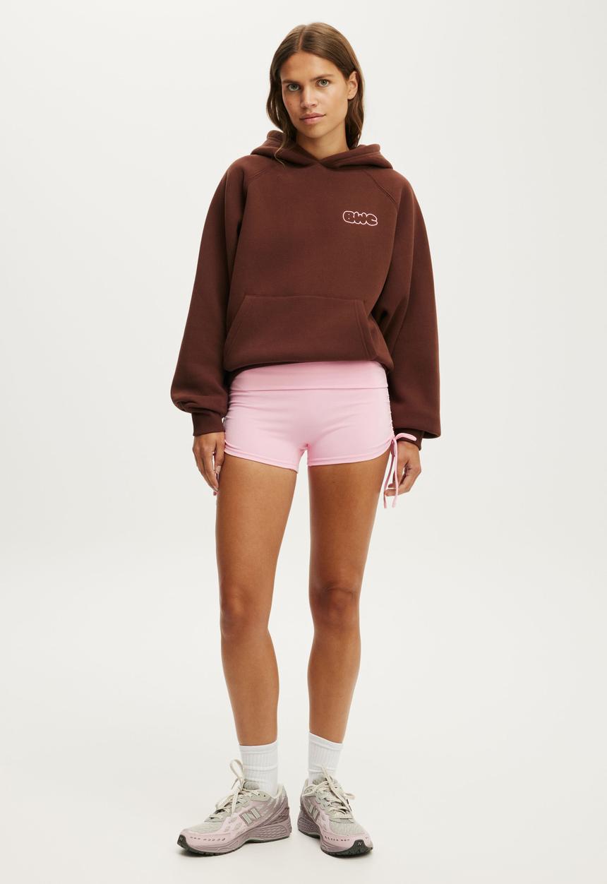 Cotton On - Plush Premium Graphic Raglan Hoodie - Chestnut/Body Wellness