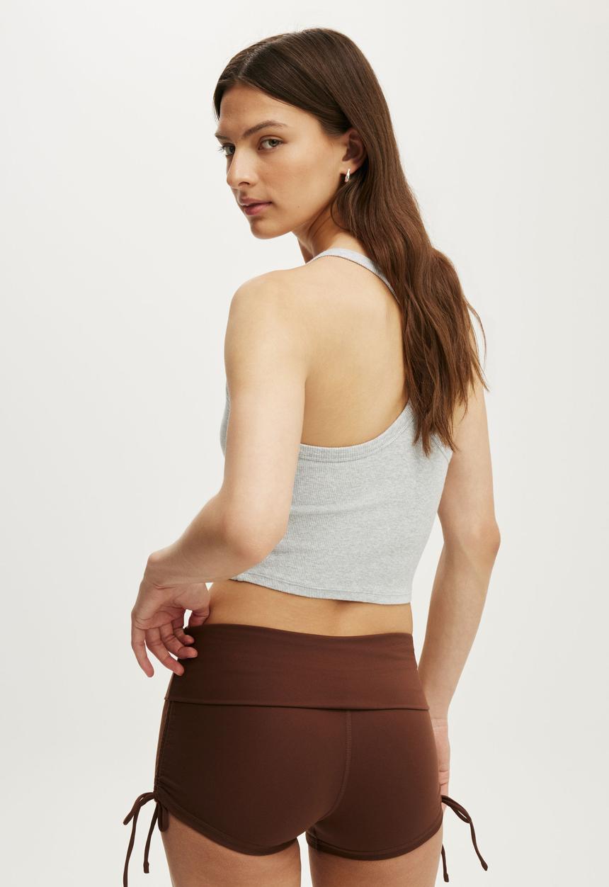 Cotton On - Ultra Soft Tie Side Roll Over Micro Short - Chestnut