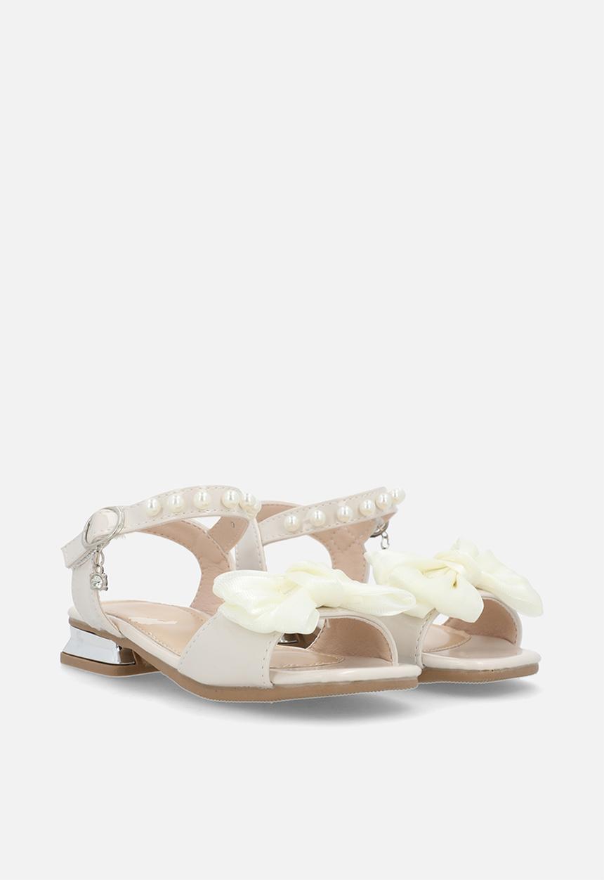 Pop Candy - Bow accent block heel sandals - beige