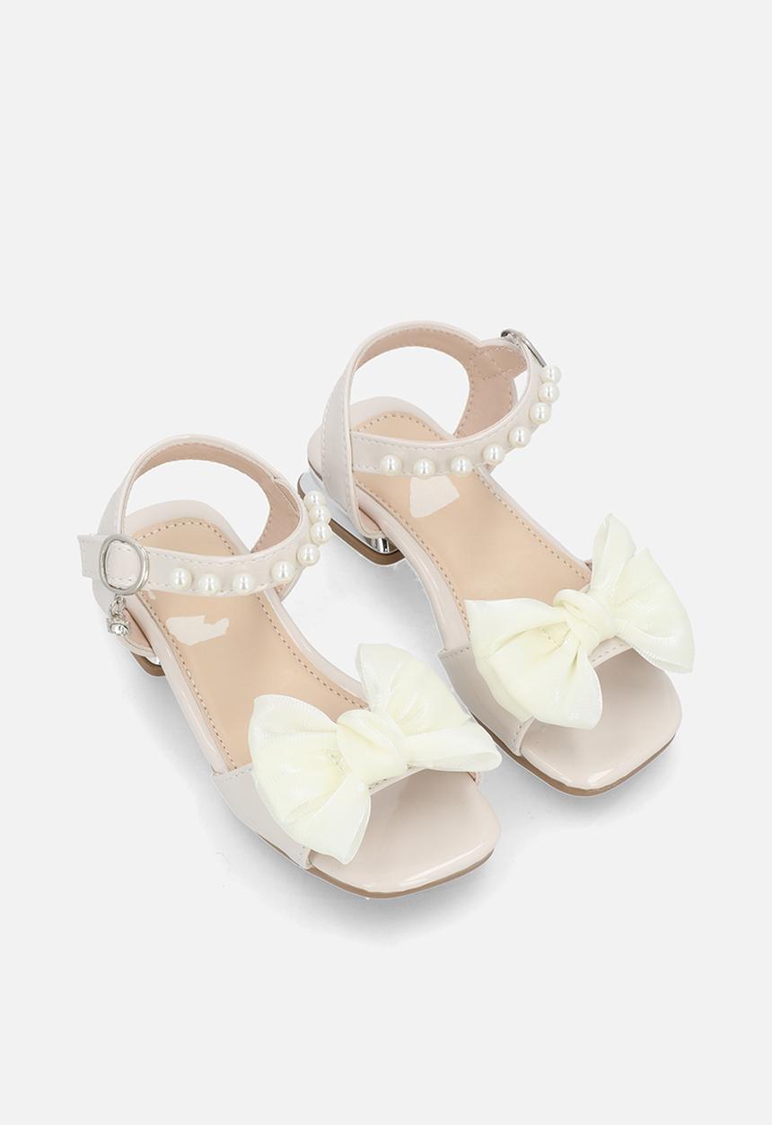 Pop Candy - Bow accent block heel sandals - beige