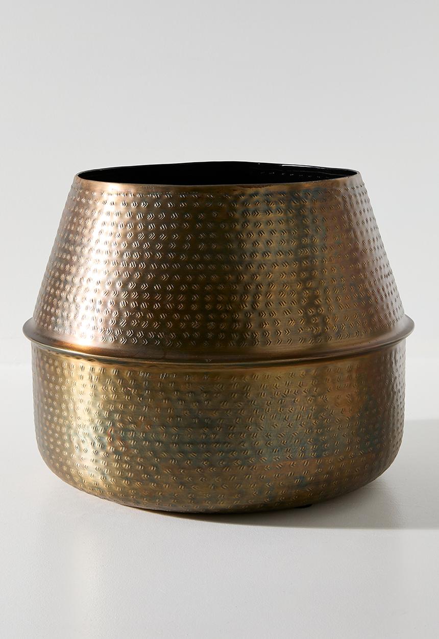 Sixth Floor - Hammered Round Planter - Gold