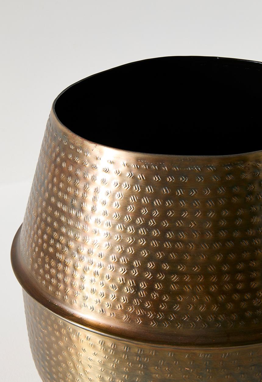 Sixth Floor - Hammered Round Planter - Gold
