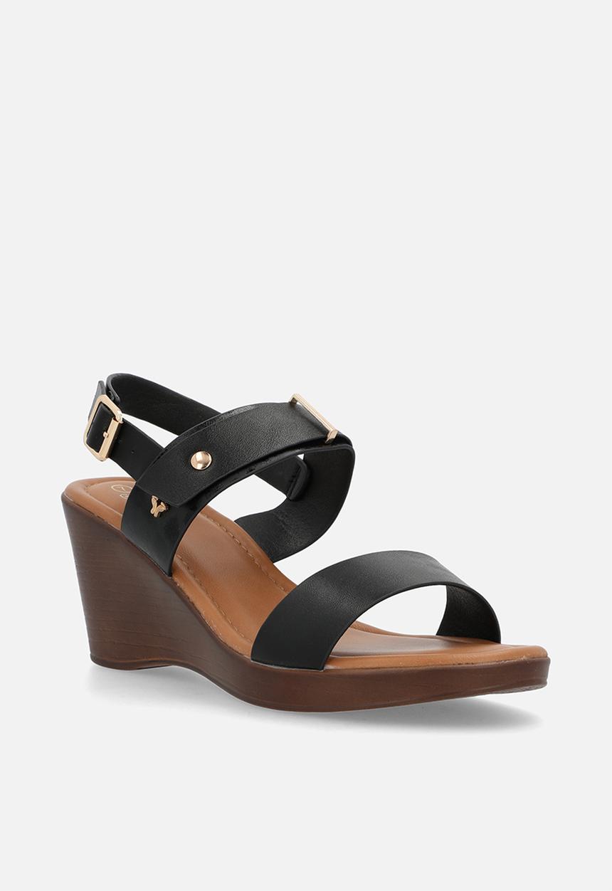 Butterfly Feet - Allora 4 slingback wedge heel - black